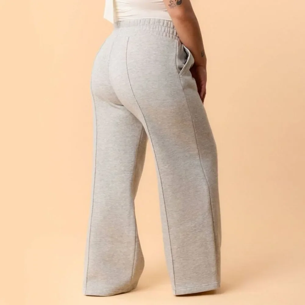 Blogilates Light Gray Wide-Leg Sweatpants with Drawstring - Picture 2 of 5